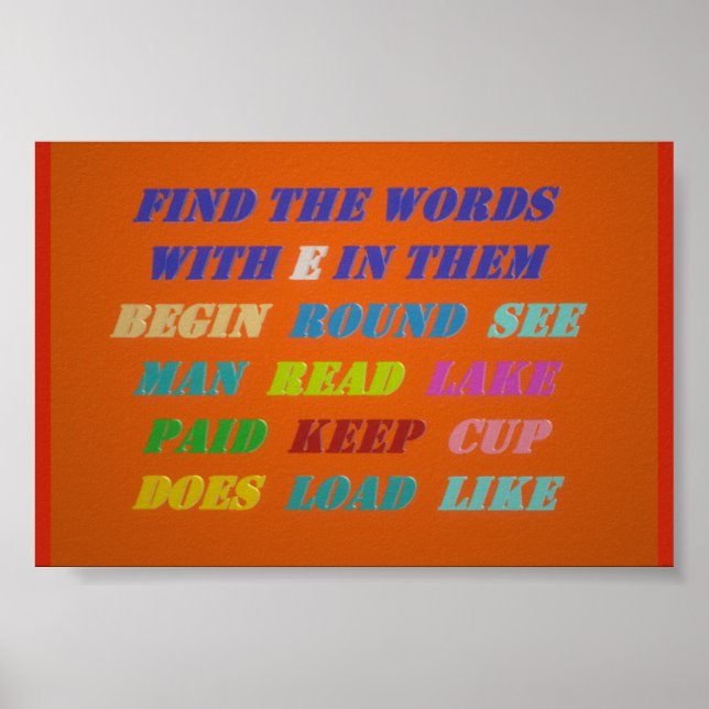 PÓSTER WORD PUZZLE FOR PEQUEÑAS LETRAS PARA NIÑOS NARANJA (Frente)