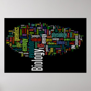 Póster Wordle de biología nº 5 negro