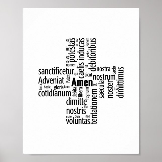 Póster Words from the Pater Noster in Latin (Frente)