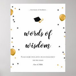 Póster Words of wisdom students graduation party sign fun