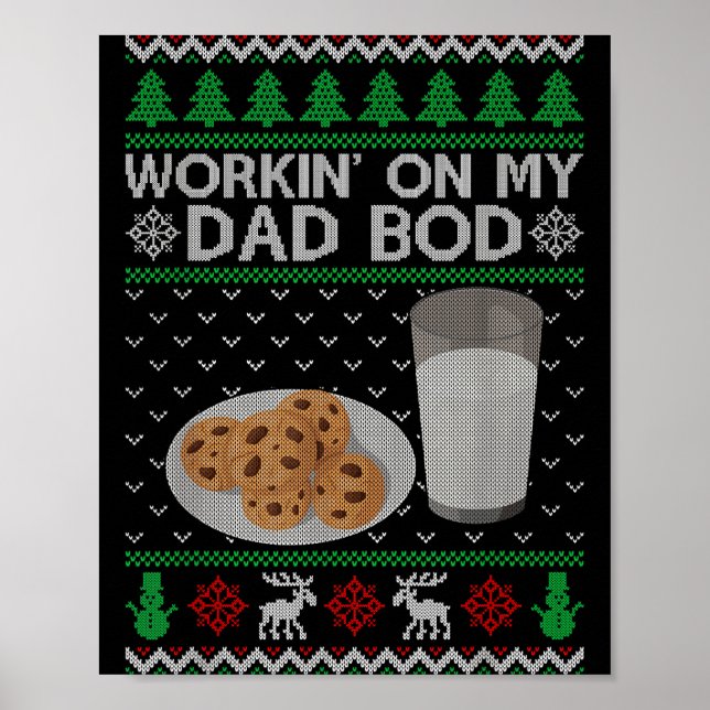 Póster Workin' On My Dad Bod Ugly Christmas Sweater New M (Frente)
