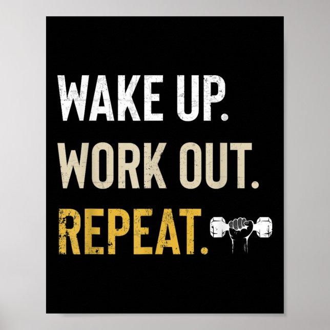 Póster Workou Wake Up Insrational And Motivational Gym Gi (Frente)