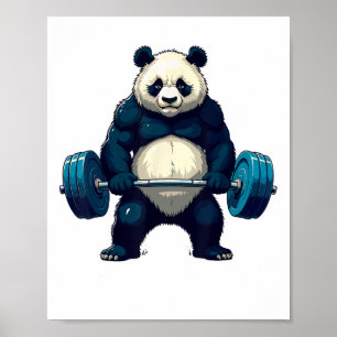 Póster Workout Panda Deadlifter Funny Gym Tee Lifting Mot