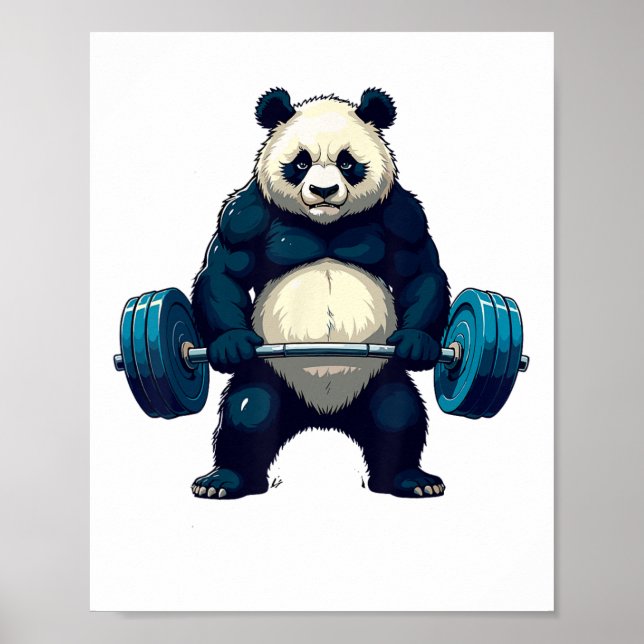Póster Workout Panda Deadlifter Funny Gym Tee Lifting Mot (Frente)