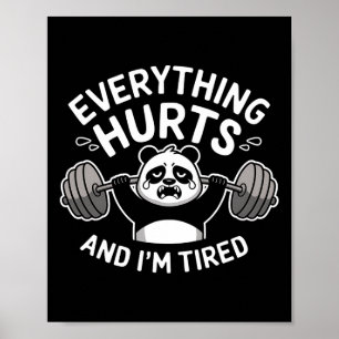 Póster Workout Panda Todo Duele Cansado Gracioso Gym Gif