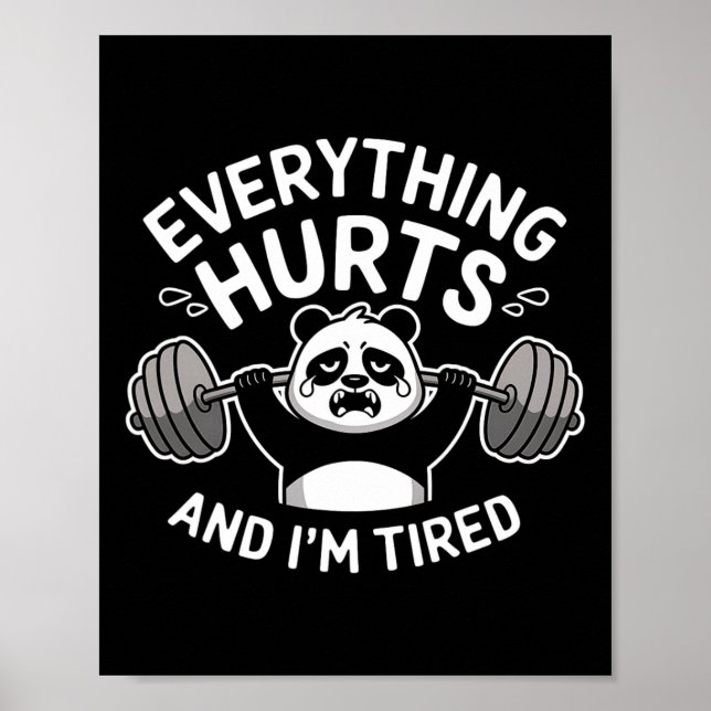 Póster Workout Panda Todo Duele Cansado Gracioso Gym Gif (Frente)