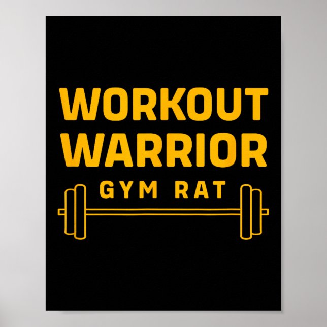 Póster Workout Warrior Bodybuilding Funny Gym Rat (Frente)
