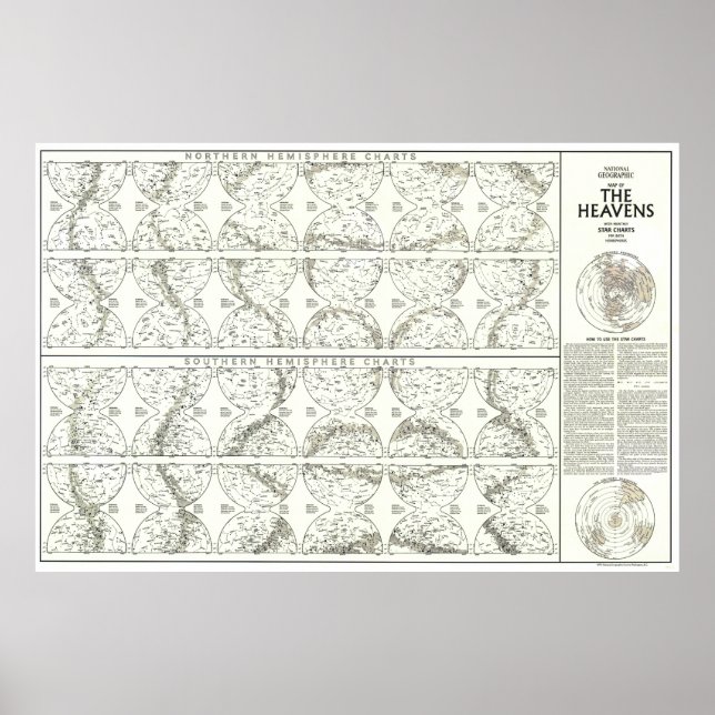 Póster " World: 1970 The Heavens MAP ... (Frente)
