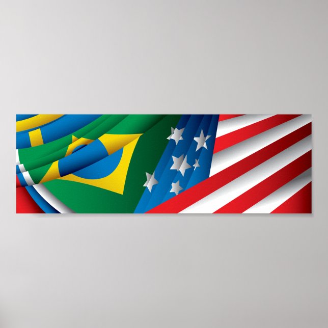 Póster World Flags Poster, Estados Unidos, Brasil y más (Frente)