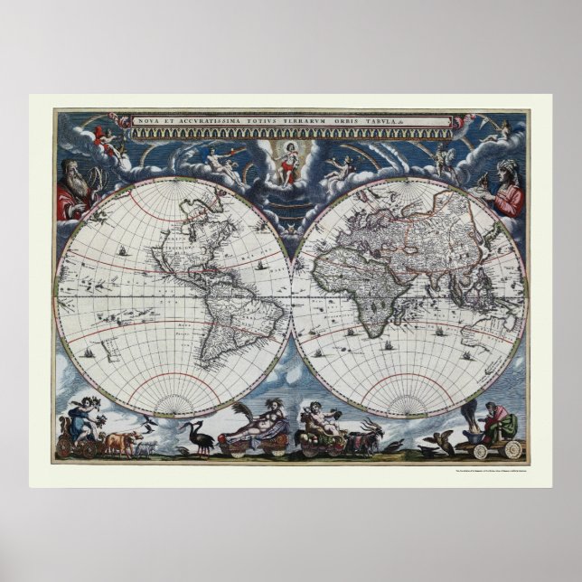 Póster World Map by Joan Blaeu - 1664 (Frente)