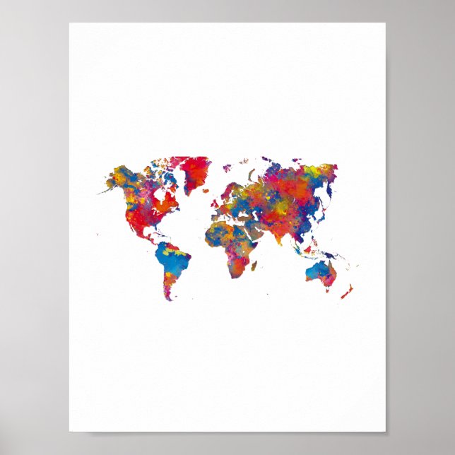 Póster World map in watercolor (Frente)