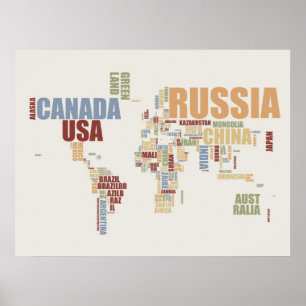 Póster World map in words