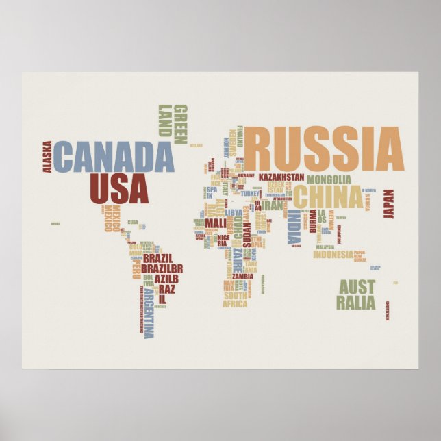 Póster World map in words (Frente)