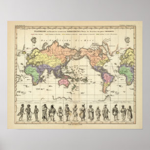 Póster World Map of Clothing Styles
