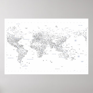Póster World Map of Typography