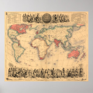 Póster World Map showing British Empire