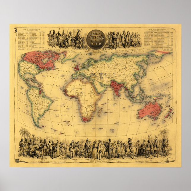 Póster World Map Showing British EmpirePanoramic Map (Frente)