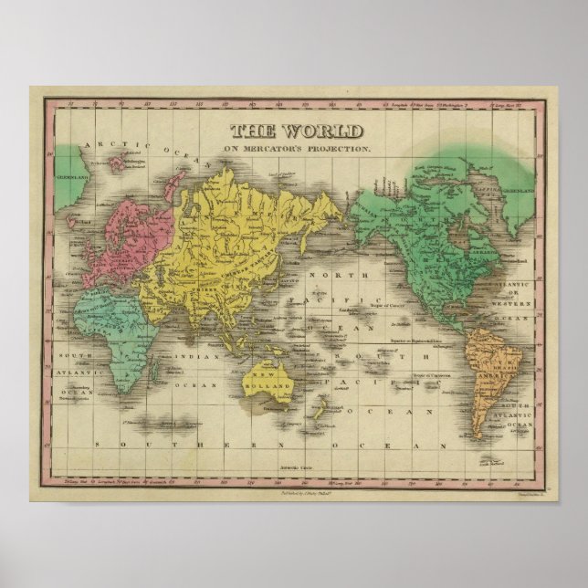 Póster World On Mercator's Projection (Frente)