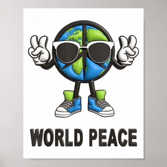 Póster World Peace On Earth Shirt Global Love Peace Sign  (Frente)