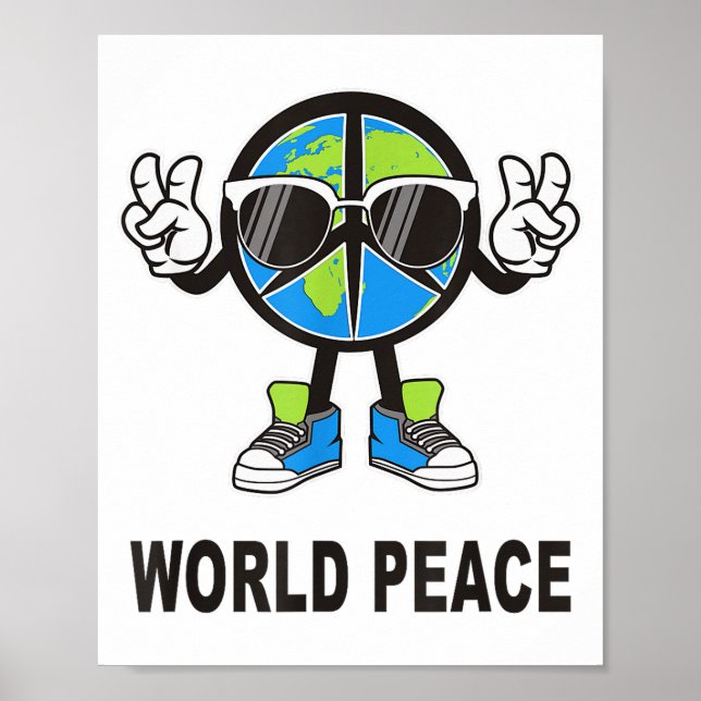 Póster World Peace On Earth Shirt Global Love Peace Sign  (Frente)