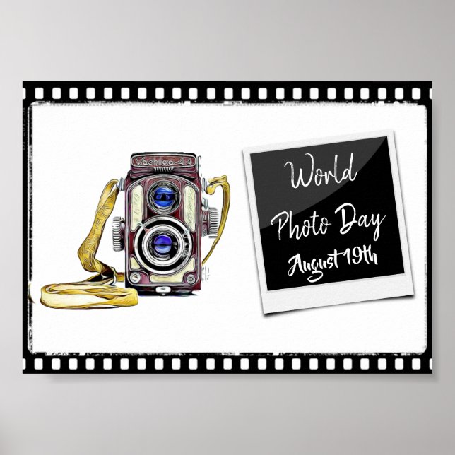 Póster World Photo Day August 19th Small Poster Sign (Frente)