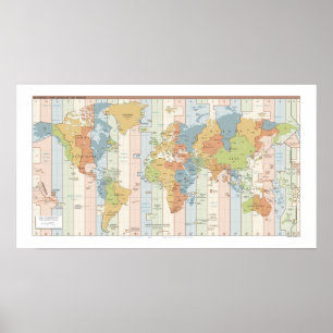 Póster World Traveler Time Zones of Europe and Africa Pos