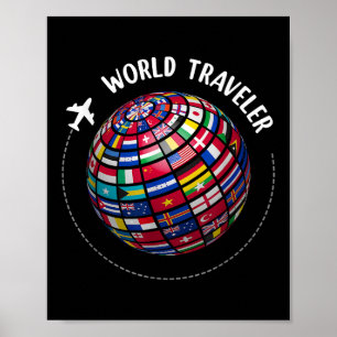 Póster World Traveller Map, World Flags Traveler, Country