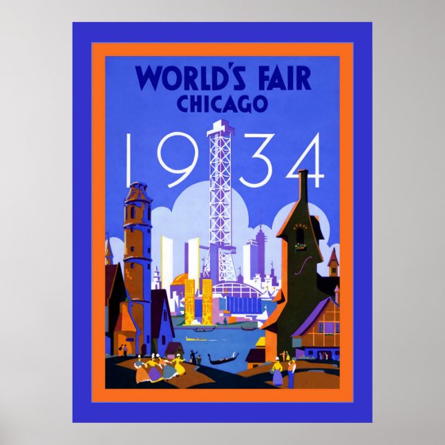 Póster World's Fair Chicago 1934 ~ Viajes de época (Frente)