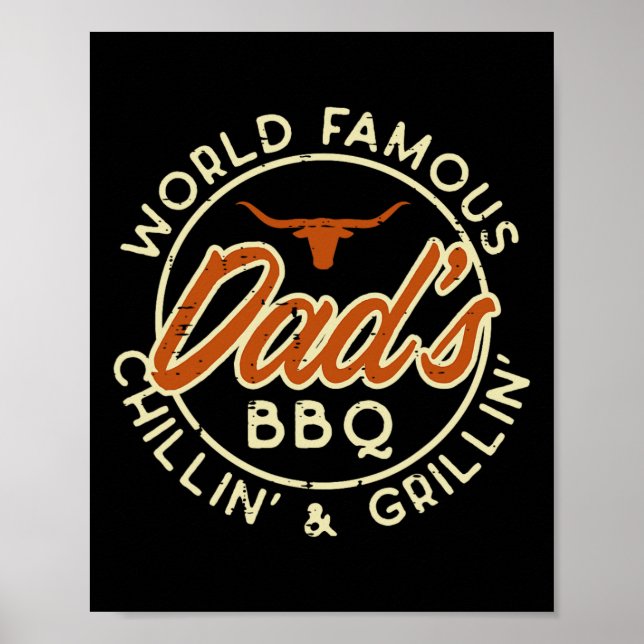 Póster Worlds Famous Dads Bbq Grillin Barbecue Padres Da (Frente)