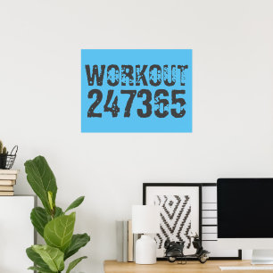 Póster Worn out and scratched text Workout 247365 blue