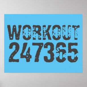 Póster Worn out and scratched text Workout 247365 blue