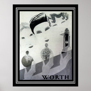 Póster Worth 1930 Francés Deco Parfum Ad 16 x 20
