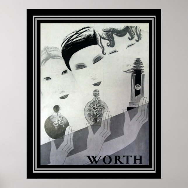 Póster Worth 1930 Francés Deco Parfum Ad 16 x 20 (Frente)
