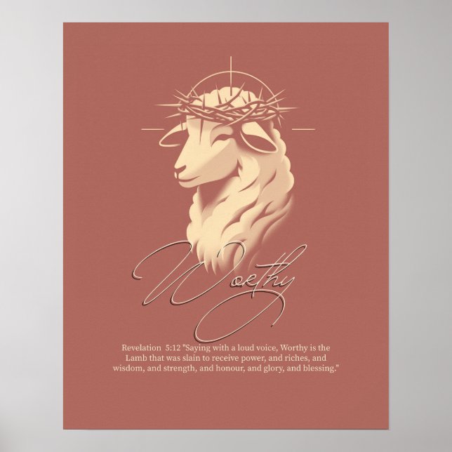 Póster Worthy, Christian faith Scripture wall art  (Frente)