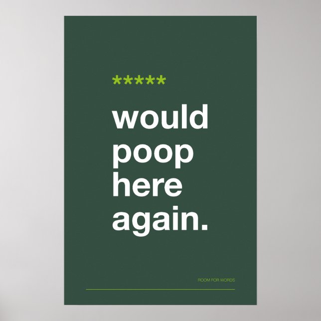Póster WOULD POOP HERE AGAIN – Funny Bathroom Poster (Frente)