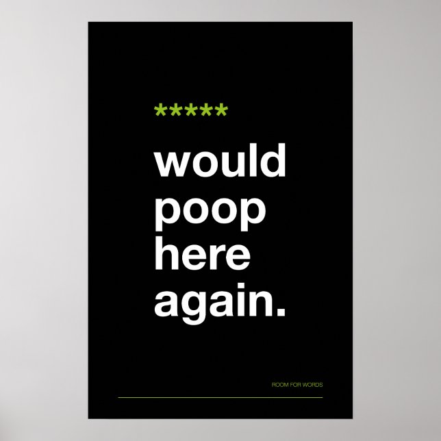 Póster WOULD POOP HERE AGAIN – Funny Bathroom Poster (Frente)