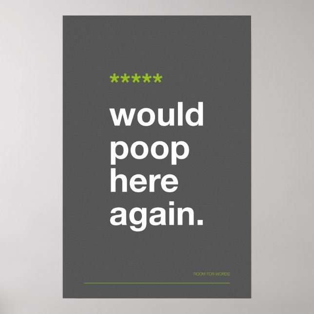Póster WOULD POOP HERE AGAIN – Funny Bathroom Poster (Frente)