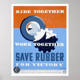 Póster WPA de Save Rubber Commute 1943