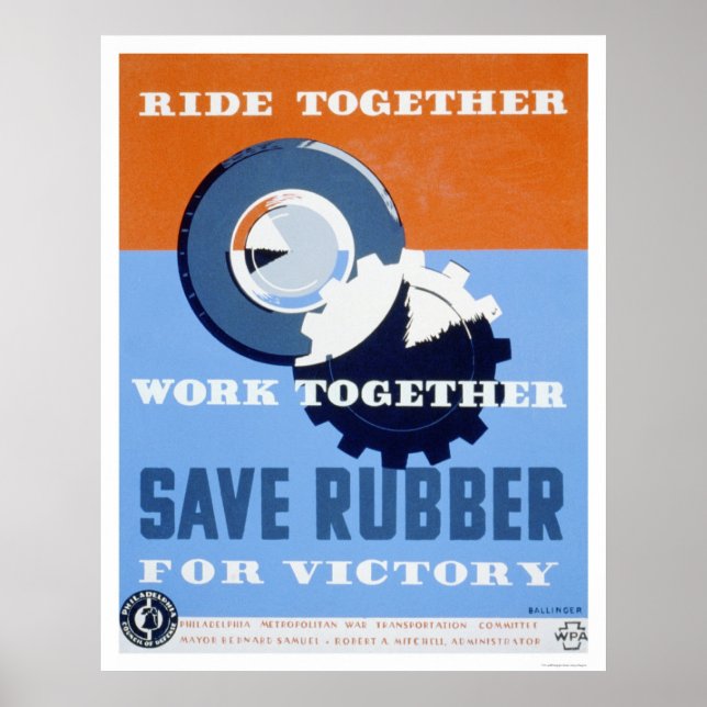 Póster WPA de Save Rubber Commute 1943 (Frente)