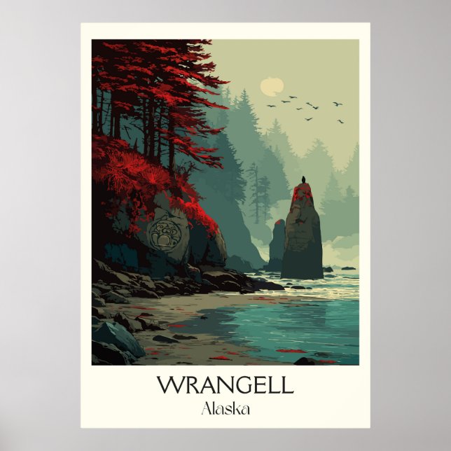 Póster Wrangell Alaska Coastal Forest Rocks (Frente)