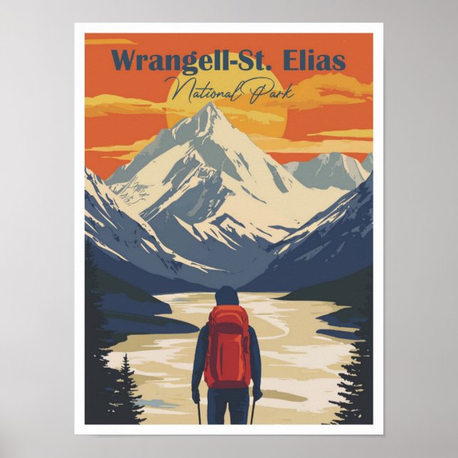 Póster Wrangell St Elias Alaska Artwork Travel Place (Frente)