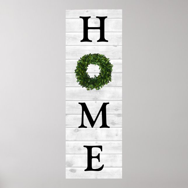Póster Wreath casera de madera rústica blanca (Frente)