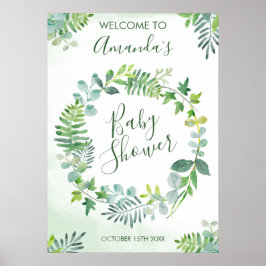 Póster Wreath de Baby Shower Greenery
