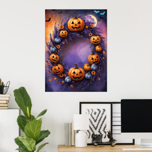 Póster Wreath de Halloween encantado