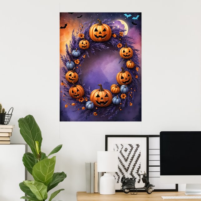 Póster Wreath de Halloween encantado (Oficina en casa)