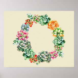 Póster Wreath de suculentos del desierto