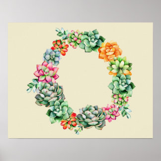 Póster Wreath de suculentos del desierto