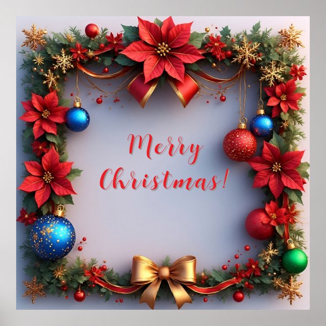 Póster Wreath navidades con Poinsettias (Frente)