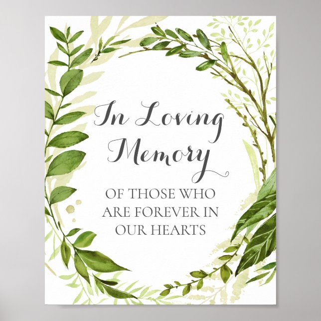 Póster Wreath Verde En El Rótulo De Memoria Amado Poster, (Frente)