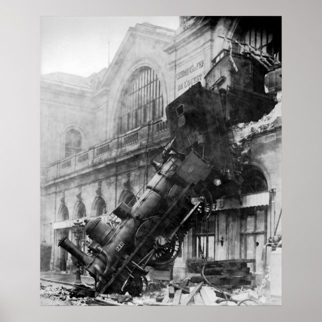 Póster Wreck en la estación Montparnasse de París 1895 (Frente)